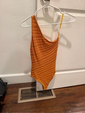 Ronny Kobo Orange Knit One-Piece Bodysuit